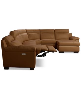 Julius II 6-Pc. Leather Chaise Sectional with 1 Power Recliner