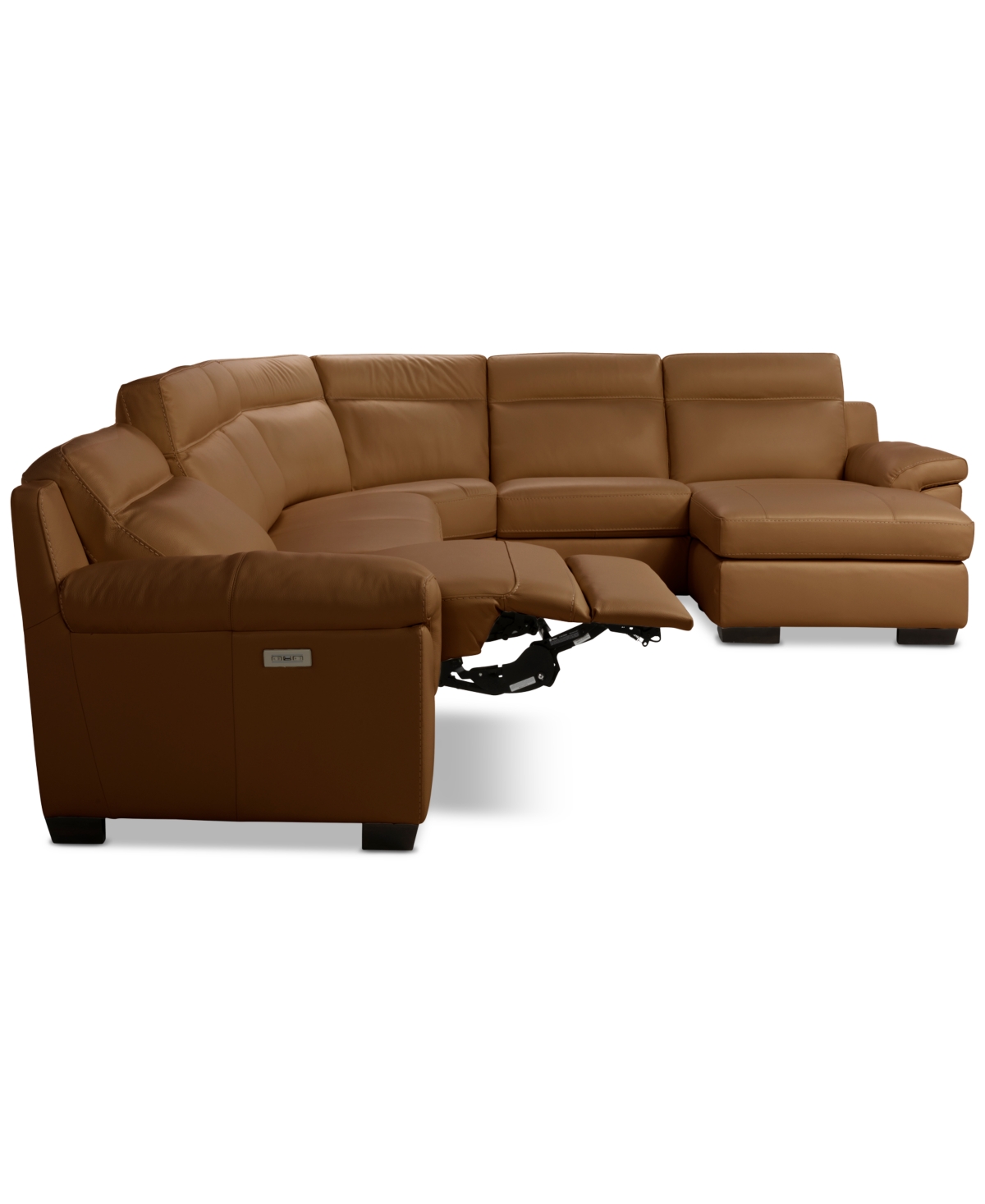 Macy's Julius Ii 6-pc. Leather Chaise Sectional With 1 Power Recliner,  Exclusive In Brown