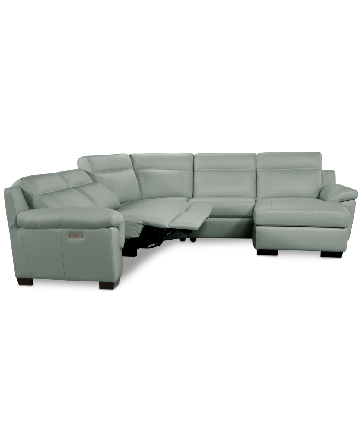 Macy's Julius Ii 5-pc. Leather Chaise Sectional With 2 Power Recliners,  Exclusive In Gray