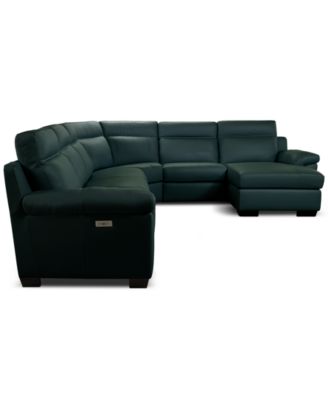 Julius II 6-Pc. Leather Chaise Sectional with 2 Power Recliners, Macy's Exclusive