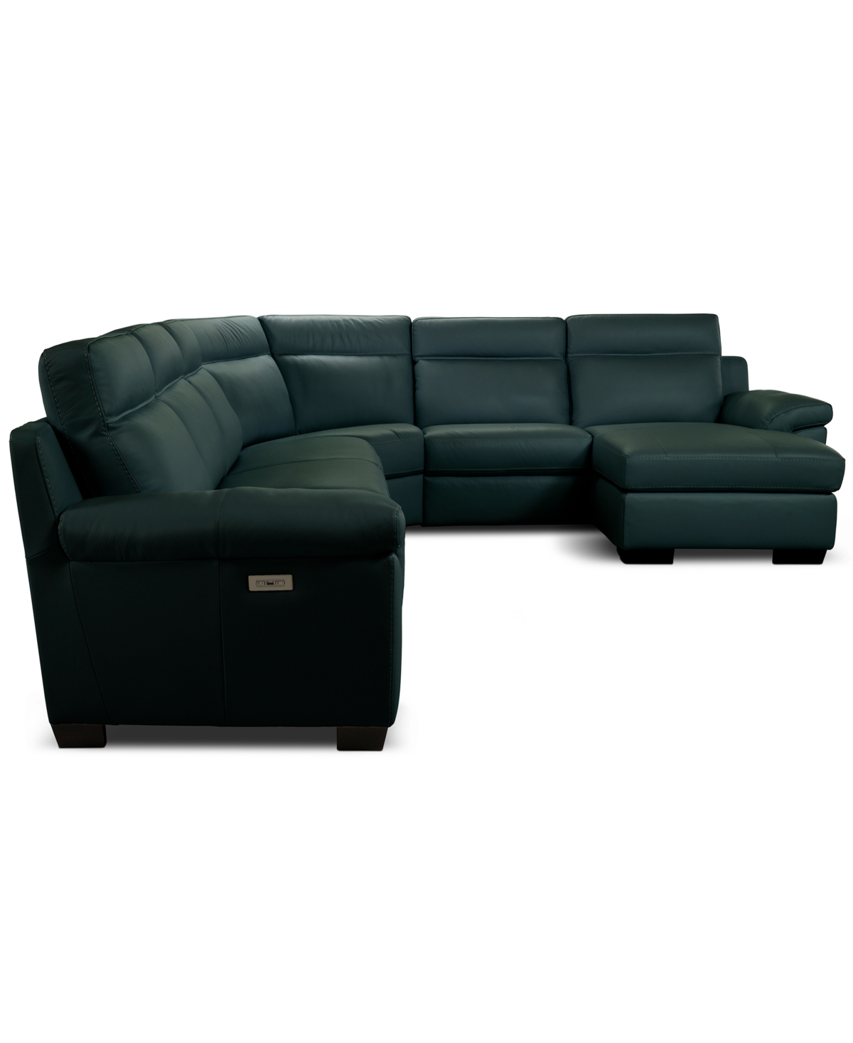 Macy's Julius Ii 6-pc. Leather Chaise Sectional With 2 Power Recliners,  Exclusive In Blue