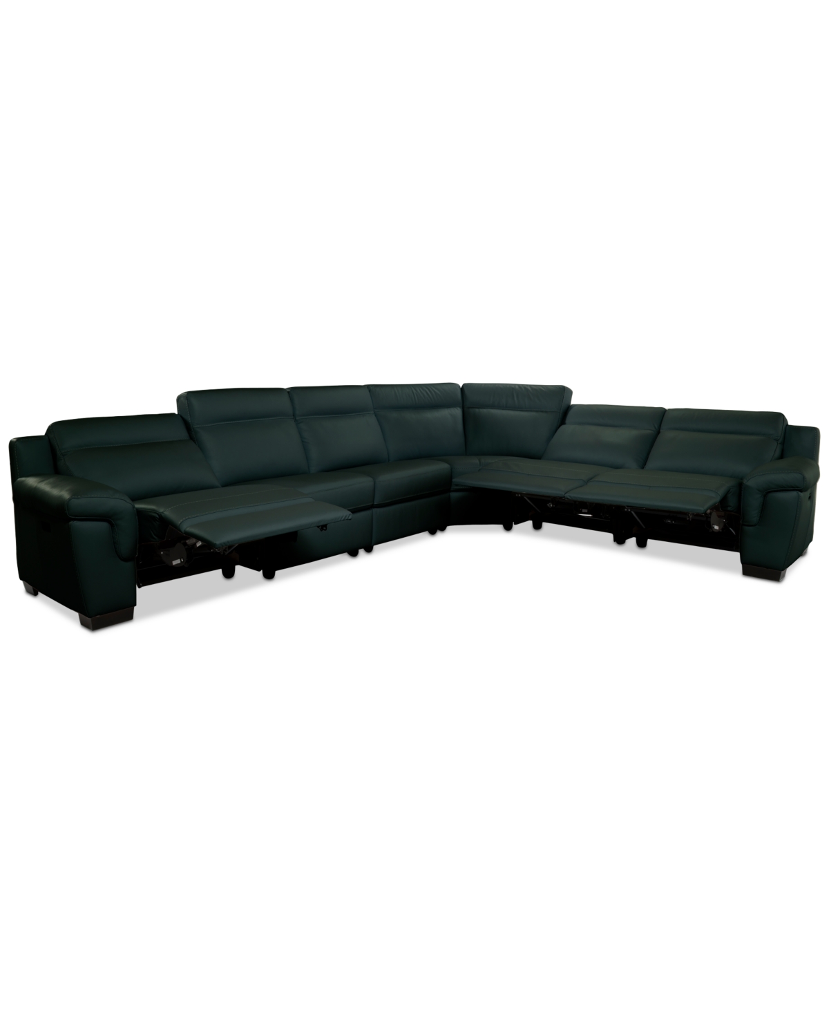 Macy's Julius Ii 6-pc. Leather L Sectional With 3 Power Recliners,  Exclusive In Blue