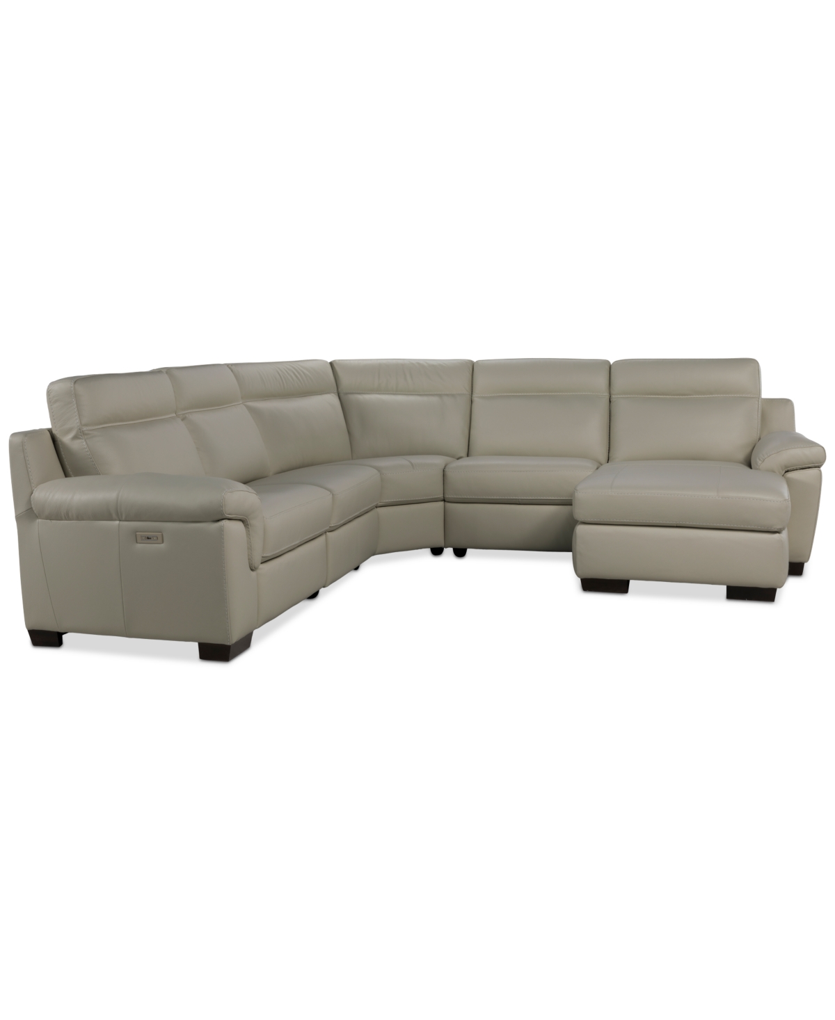Macy's Julius Ii 5-pc. Leather Chaise Sectional With 1 Power Recliner,  Exclusive In White