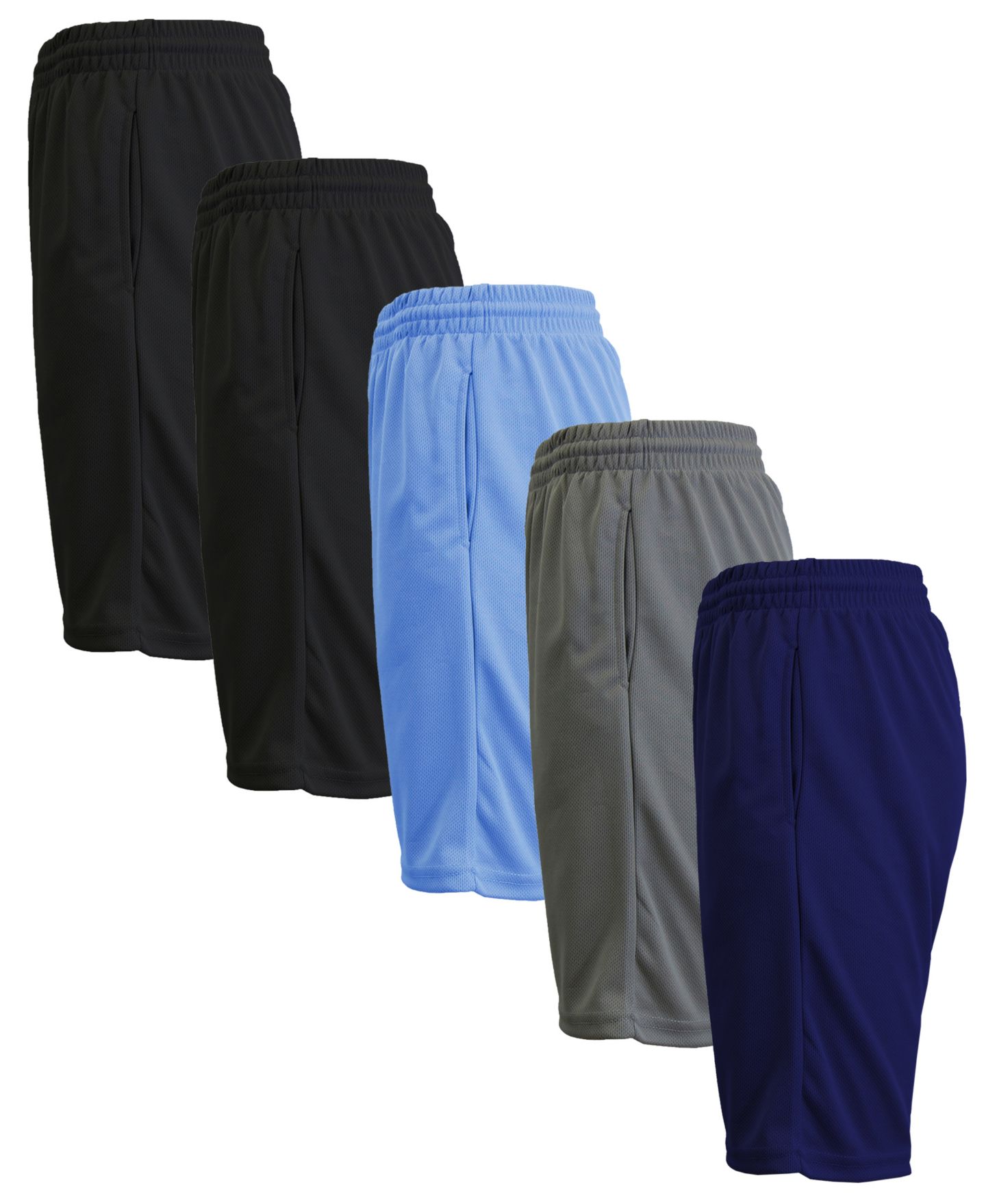 Мужские шорты Galaxy By Harvic 5-Pack Lightweight Breathable Moisture Wicking Mesh, цвет: Чёрный / Синий, вариант 1 — фото 3
