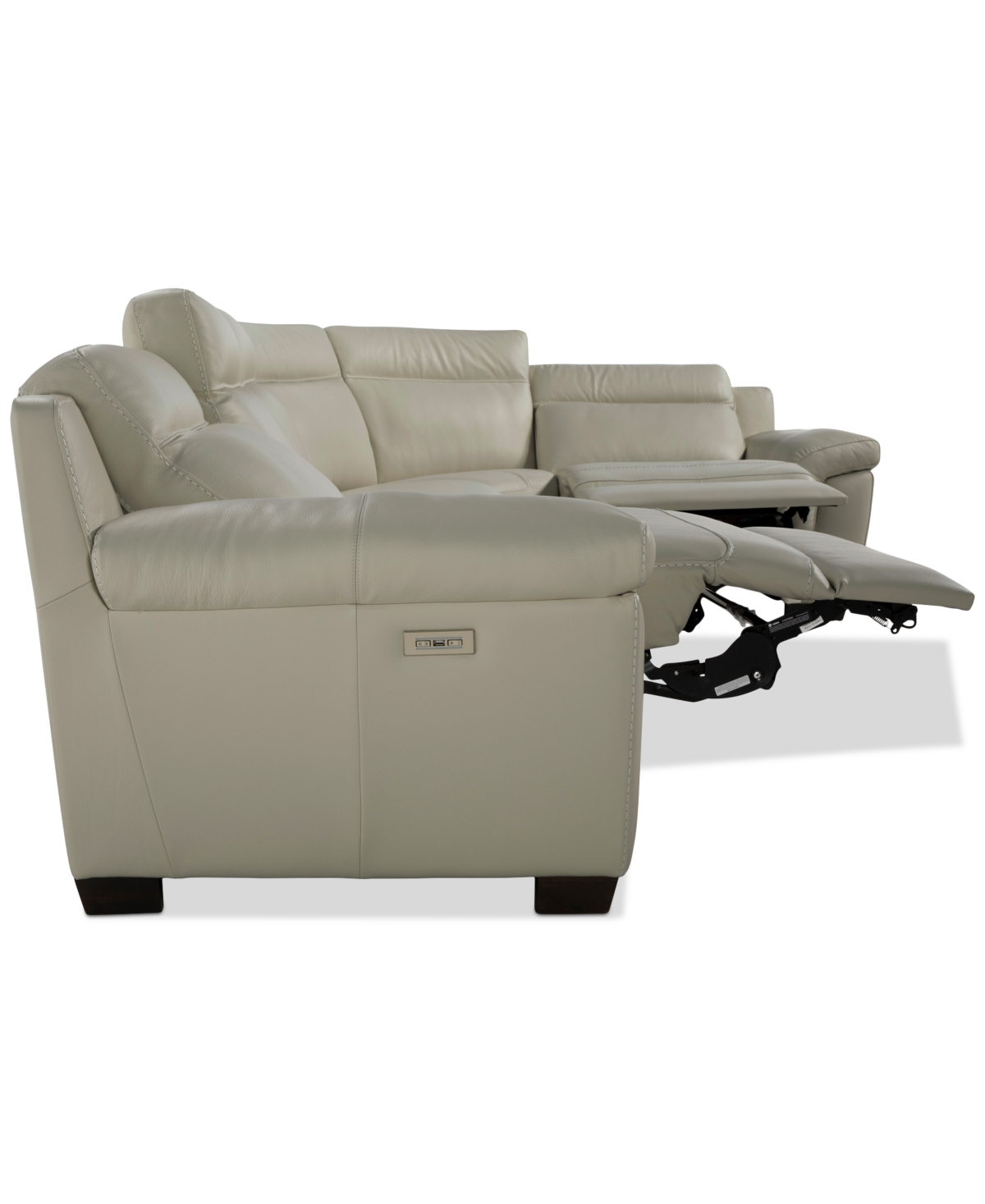 Macy's Julius Ii 5-pc. Leather L Sectional With 2 Power Recliners,  Exclusive In White