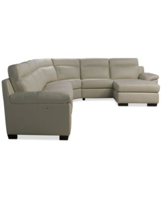 Julius II 6-Pc. Leather Chaise Sectional with 1 Power Recliner, Macy's Exclusive