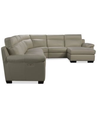 Julius II 6-Pc. Leather Chaise Sectional with 2 Power Recliners, Macy's Exclusive
