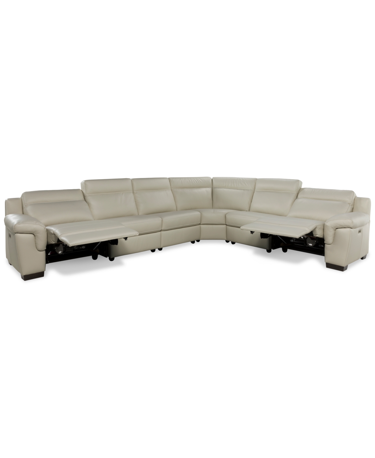 Macy's Julius Ii 6-pc. Leather L Sectional With 2 Power Recliners,  Exclusive In White