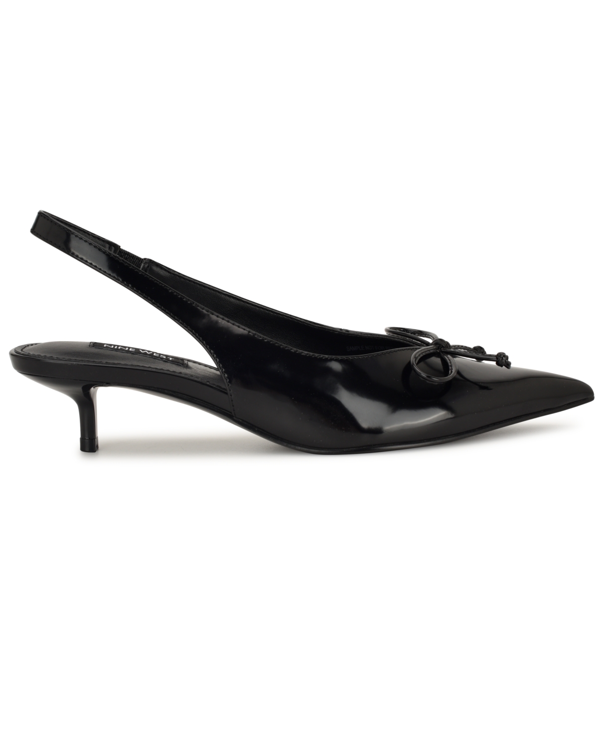 Nine West Evaa Slingback Pointed Toe Kitten Heel Pump In Black