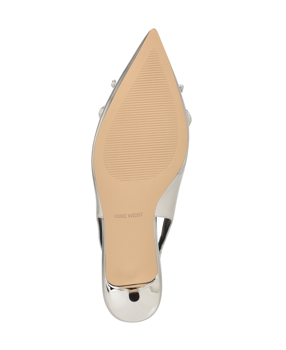 Nine West Evaa Slingback Pointed Toe Kitten Heel Pump In Silver