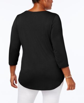 Plus Size 3/4-Sleeve Top, Exclusively at Macy's