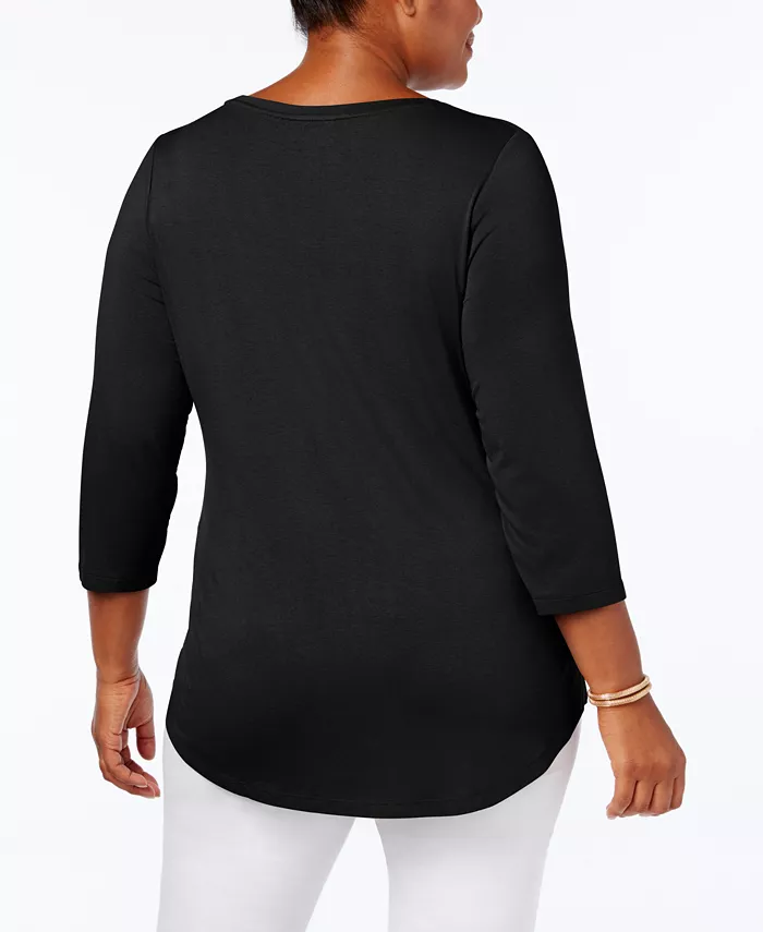 Plus Size 3/4-Sleeve Top - thumbnail 2