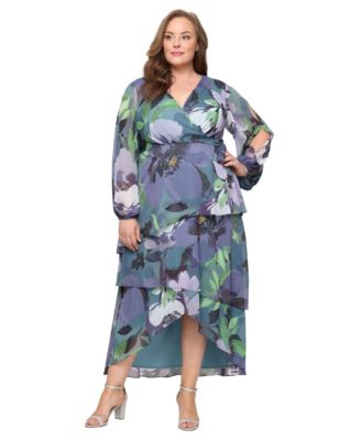 SL Fashions - Plus Size High-Low Chiffon A-Line Dress