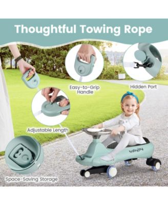 Wiggle Car with Hauling Rope Ride on Toy with Under-Seat Storage & Swing Car