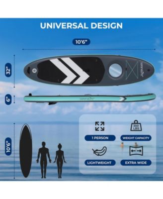 Inflatable Stand-Up Paddle-Board with Window - Includes Double-Action Hand Pump, 3-Piece Aluminum Paddle, Leash, Removable Fin