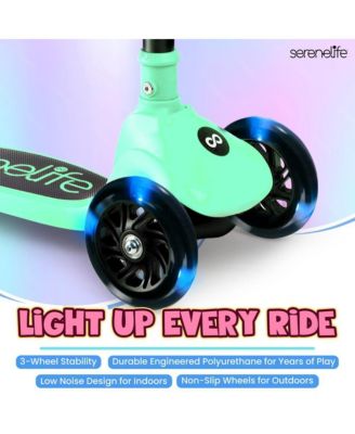 3-Wheel Foldable Kids Scooter - Child Toy Scooter with Built-in LED Wheel Lights, Foldable Seat (Mint Green)