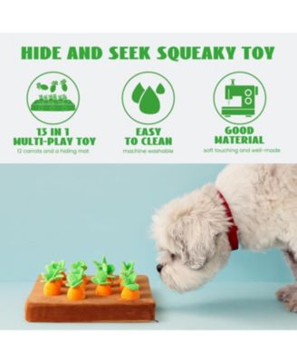12 PCS Carrot Squeaky Dog Toys with Puzzle Feeding Carrot Patch