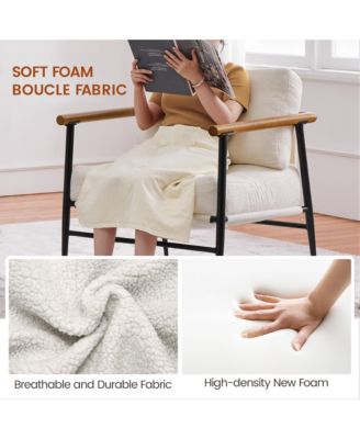   Standard Size   Boucle Upholstery  Mid-Century Style, Curved Backrest, Wooden Legs  Accent Chair