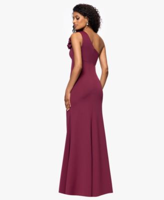 Women's Scuba One-Shoulder Flower Long Sheath Dress