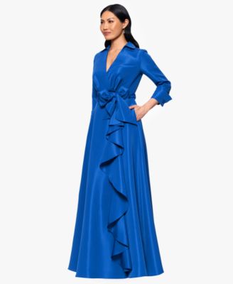 Women's Taffeta Ruffled Long Wrap Dress