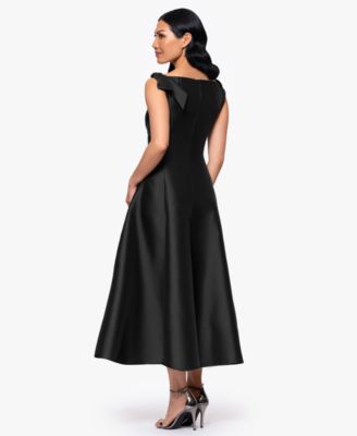 Women's Boat-Neck Bow-Shoulder A-Line Dress