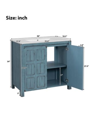 36" Bathroom Vanity Organizer with Ceramic Sink, Stylish & Functional Storage