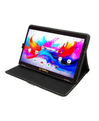 10.1" Octa Core 256GB Storage Android 15 Tablet with Black Leather Case
