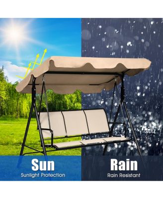 Brown Outdoor Swing Canopy Patio Swing Chair 3 Person Canopy Hammock