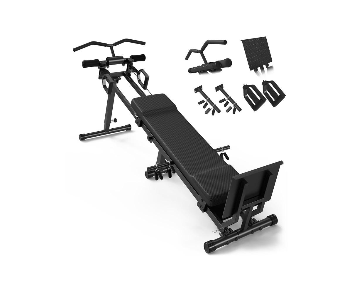 Mikolo Total Body Home Gym &#x2013; Detachable Footplate, Swing & Weight Holder, Versatile Strength Trainer - Black