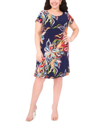 MSK - Plus Size Short-Sleeve Jersey Shift Dress