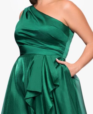 Plus Size One-Shoulder Organza Ball Gown