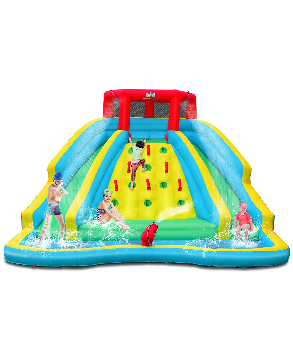 Inflatable Mighty Water Slide Park Bounce Splash Pool Without Blower - Blue+green+yellow+red