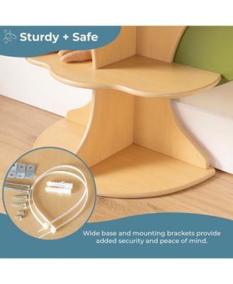 Kids Tree Bookshelf: Library Bookcase, Toddler Book Shelf, Green Wood 4 Tier Bookshelf, Nursery Furniture Decor, Bedroom & Playroom Storage