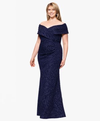 Plus Size Off-The-Shoulder Jacquard Dress