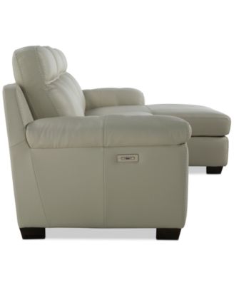 Julius II 3-Pc. Leather Chaise Sectional with 1 Power Recliner, Macy's Exclusive