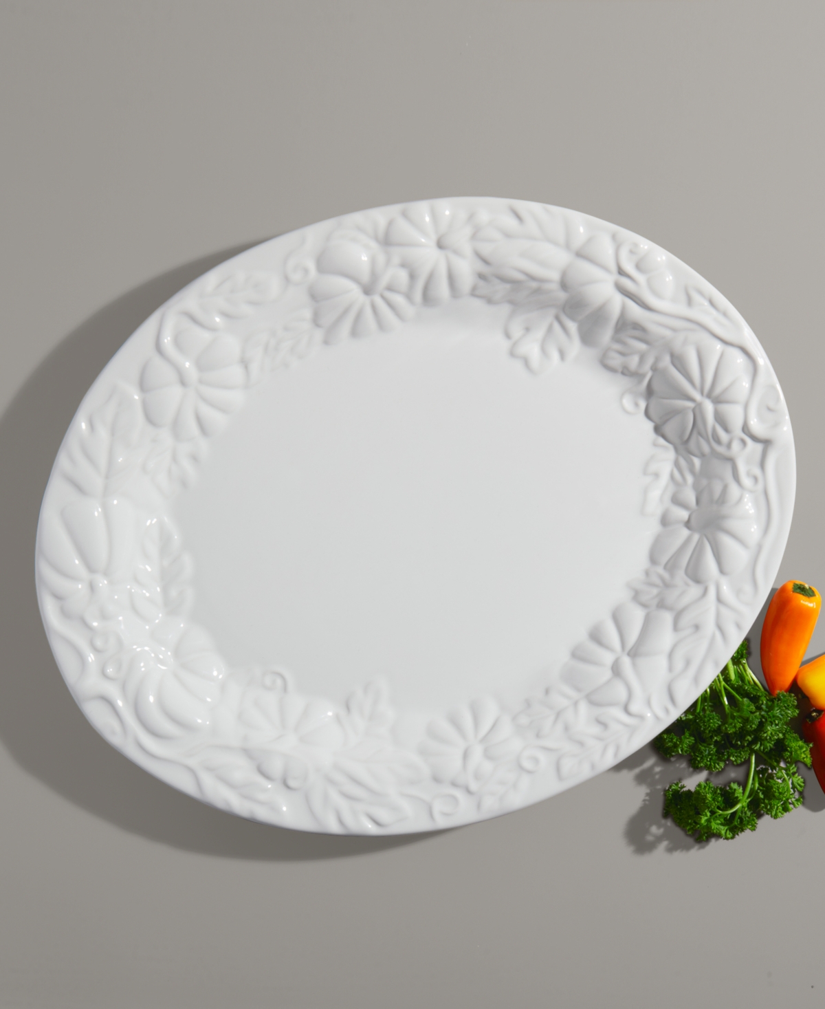 Haven Ceramic Harvest Turkey Platter In White