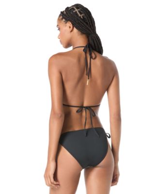 Vince Camuto Womens Sequin Embellished Triangle Bikini Top Side Tie Bikini Bottoms In Gray