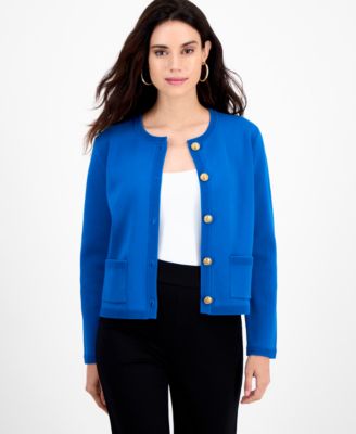 Petite Structured Long-Sleeve Sweater Jacket, Macy's Exclusive