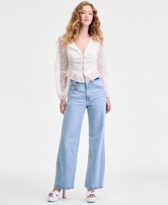 Women's Seiah Embroidered Blouson-Sleeve Top