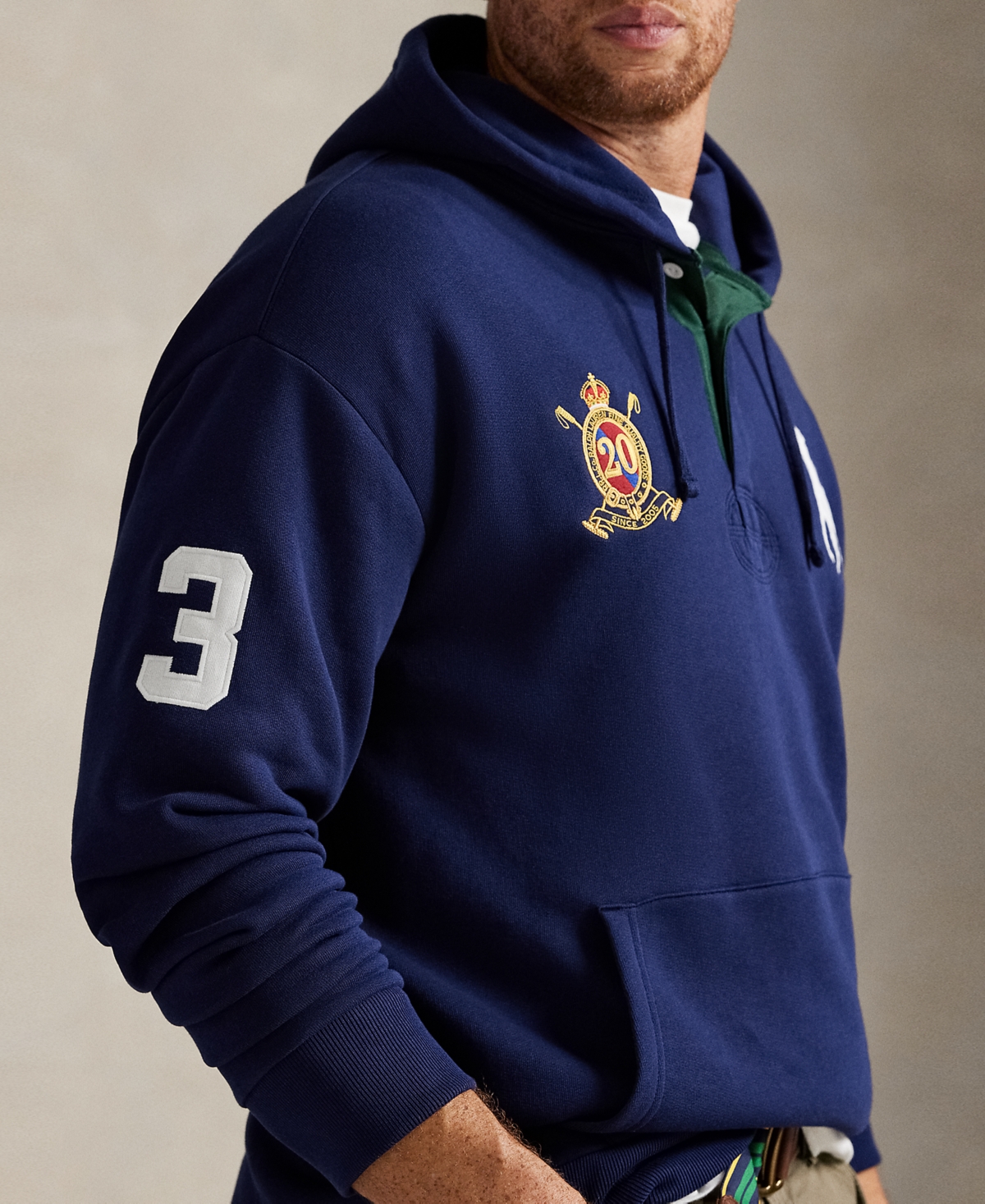 Polo Ralph Lauren Men's Big & Tall 20th Anniversary Crest Fleece Hoodie In Blue