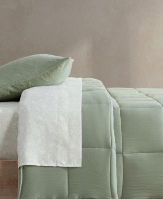 Washed Solid Reversible Plush 7-Pc. Comforter Set, Queen