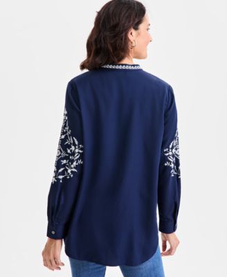Women's Embroidered Long-Sleeve Tunic, Macy's Exclusive