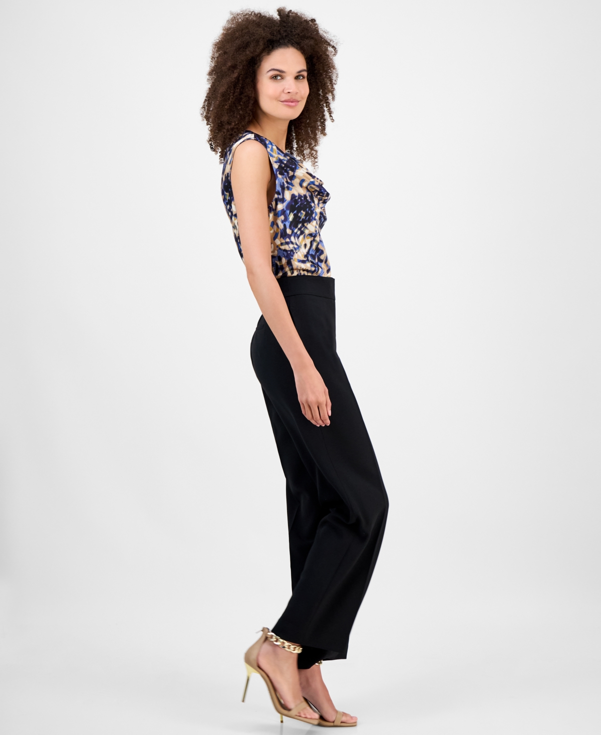 Kasper Mid-rise Pleated Crepe Pants, Regular & Petite In Black