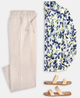 Charter Club Floral Print 100 Linen Shirt 100 Linen Drawstring Pants Macys Exclusive