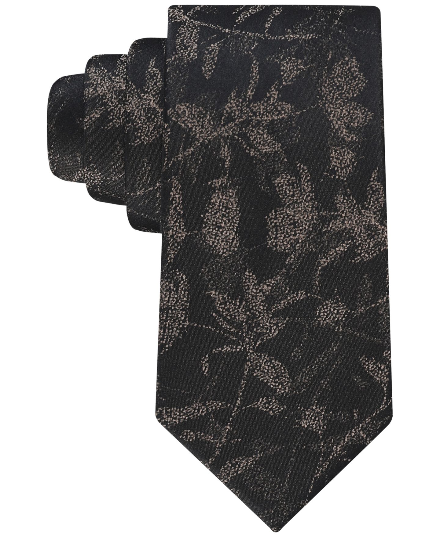 Мужские галстуки Calvin Klein Camila Floral Classic Tie, цвет: Чёрный серо-коричневый — фото 1