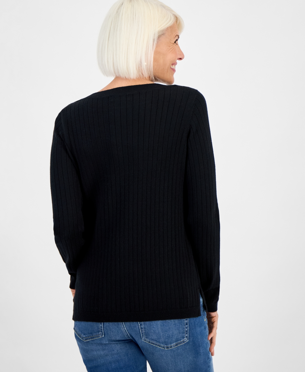 Style & Co Petite Boat-neck Sweater, Macy's Exclusive In Black