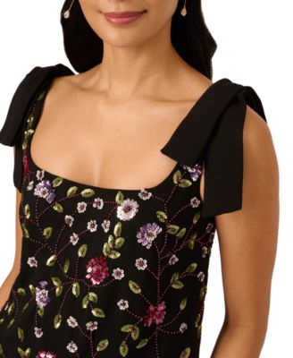 Adrianna Papell Women's Beaded Chiffon Shift Dress - Macy's