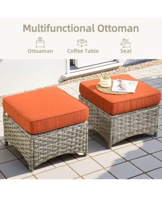 7 Piece Outdoor Patio Furniture with 42 inch Fire Pit,Swivel Rocking Chairs Coversation Set with Comfy Sectional Sofa,Wicker Ottoman