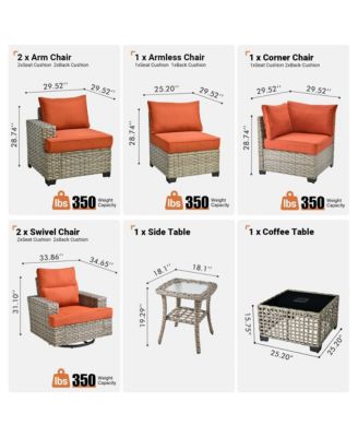 Wicker Outdoor Patio Furniture Set, 9PCS Rattan Modular Sectional Sofa,Outside Swivel Rocking Chairs Coversation Set with Side Table
