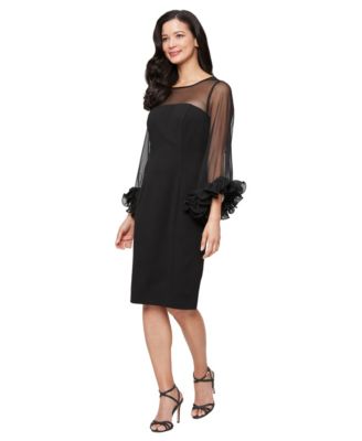 Alex Evenings - Women's Scuba Crepe Illusion-Neckline Midi Dress